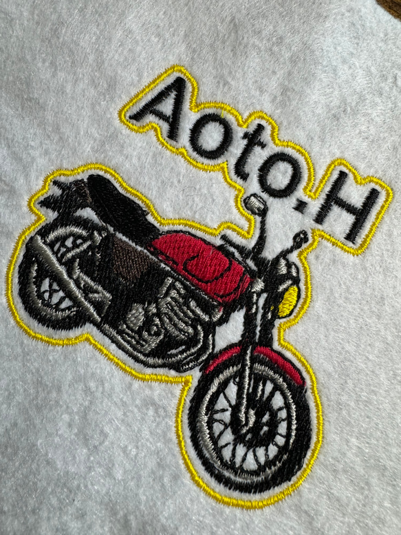 バイク好きさん必見！！　名前入りで刺繍します！　バイク型アイロンワッペン♪ 6枚目の画像