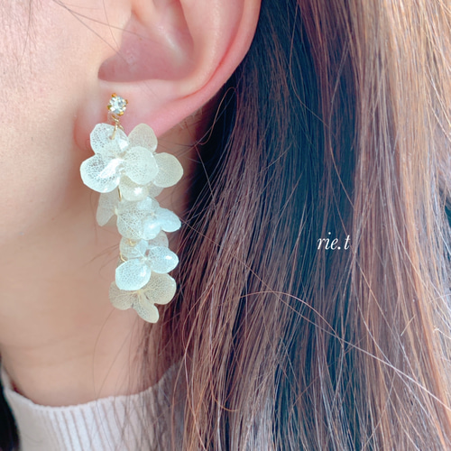 rie.t】しだれ 紫陽花 ノンホールピアスorピアス イヤリング 