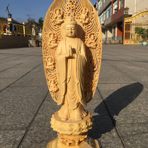 阿弥陀如来 仏教工芸品 木彫仏像 極上品 供養品 彫刻 芸彫閣 通販