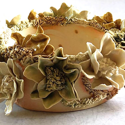 陶のアースカラーのオブジェ【小さな花冠 ～Small flower crown ～】 7枚目の画像