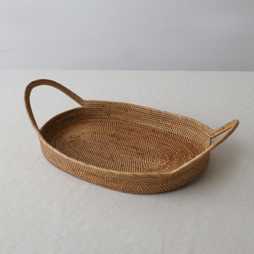 アタ細工 持ち手付き オーバルトレイ 楕円お盆 カフェおひとり様 晩酌