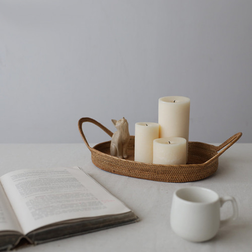 アタ細工 持ち手付き オーバルトレイ 楕円お盆 カフェおひとり様 晩酌