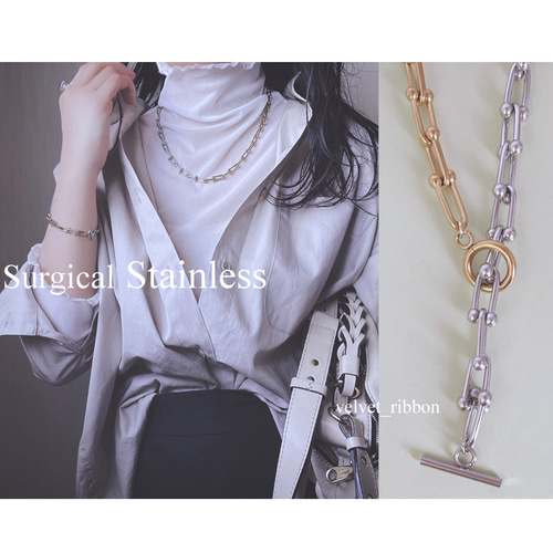 シルバー 太めリンクチェーンネックレス*7 シルバー]リンクチェーンネックレス シルバーネックレス リンク