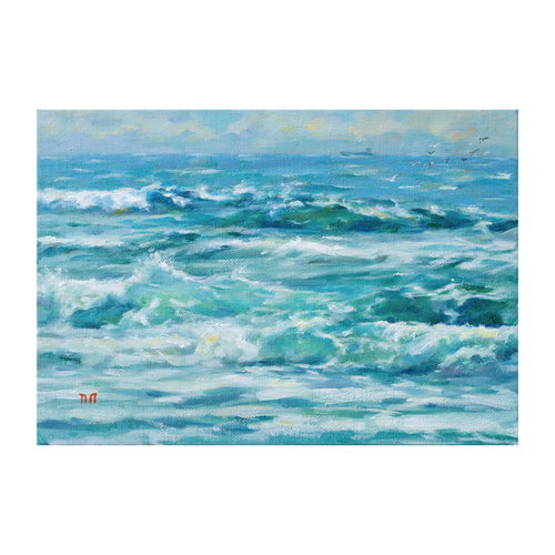 光る波-1】油絵原画 一点物 SMサイズ イーゼル付 豪華プレゼント