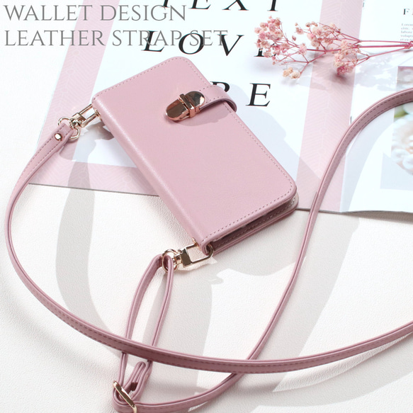 手帳型 iphone ケース ショルダー ストラップ付き ミラー 大人