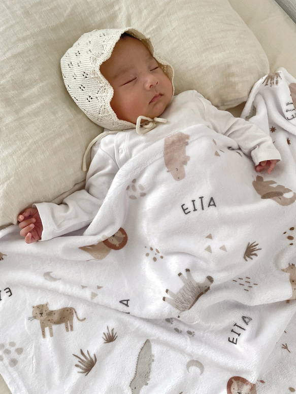 ヘンプ刺繍ブランケット ブランケット〉little zoo | 動物 | 名入れ | 出産祝い 雑貨・その他