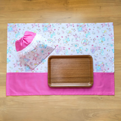給食セット♡うさくまちゃんの給食袋＆ランチョンマット (40☓60)／ピンク 2枚目の画像