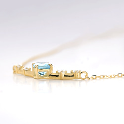 K18 Santa Maria 海藍寶石和鑽石項鍊（圓形切割）~Ello Lily~ 三月生日石 第4張的照片