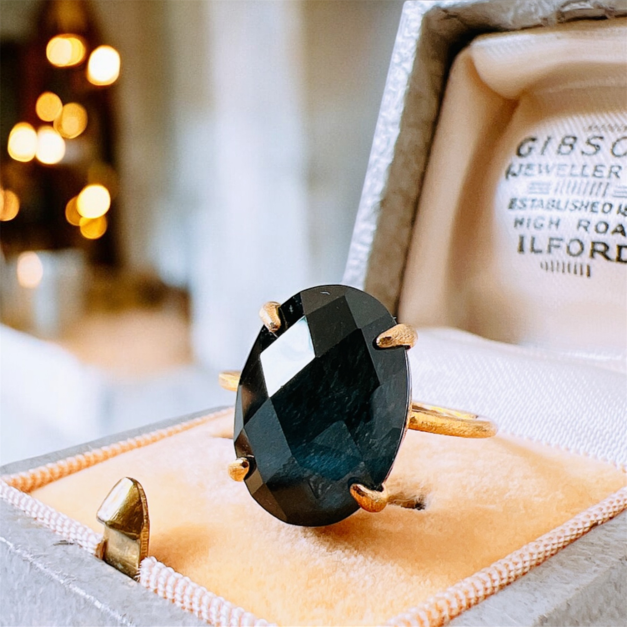 【ブルータイガーアイ×天然クリスタルsilver925製ゴールドリング】14×10mm 9/11/13/15/17号