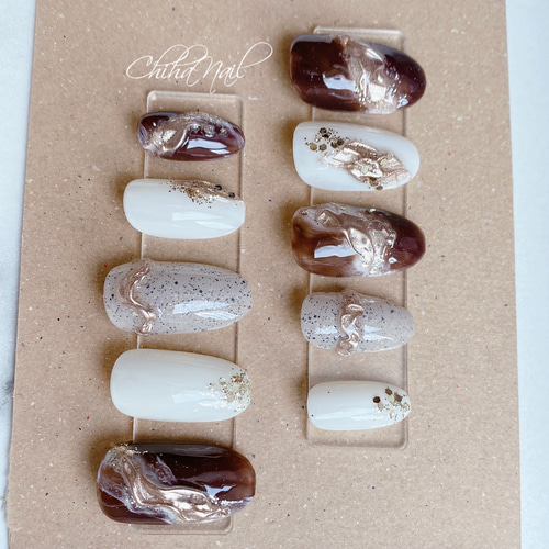 ネイルチップ ネイル ニュアンスネイル ブラウンネイル サンドネイル