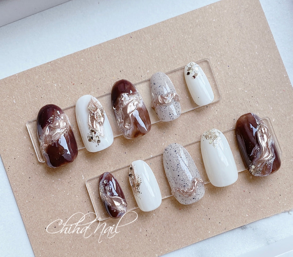 ネイルチップ ネイル ニュアンスネイル ブラウンネイル サンドネイル