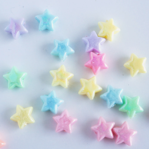 25g】10mm 星のビーズ オーロラカラー パステルカラー ☆032 ビーズ