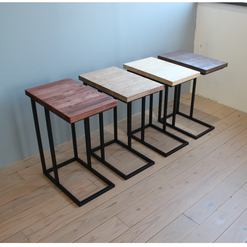インダストリアル ウッド × アイアン サイドテーブル WOOD 脚付き