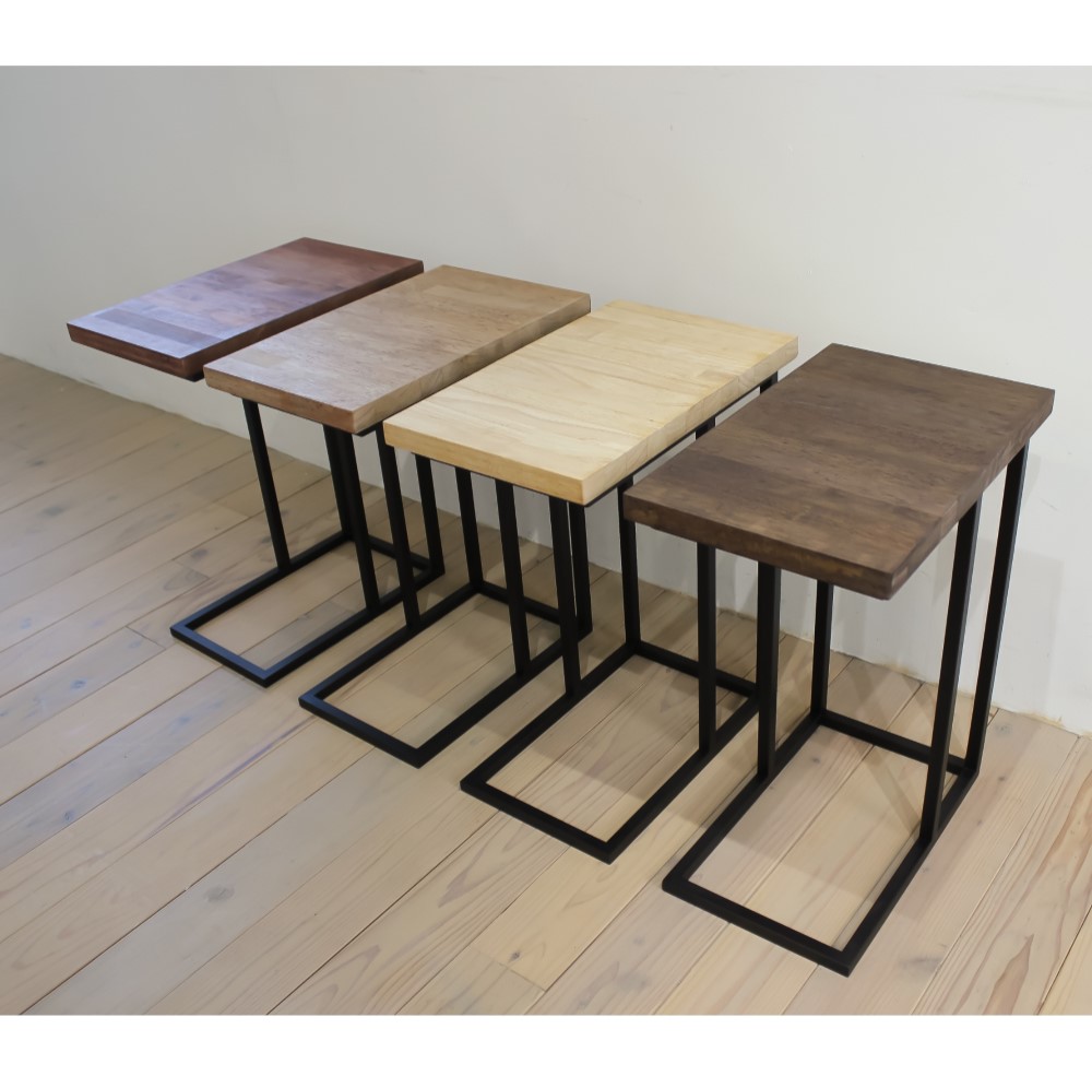 無垢とアイアンのサイドテーブル『Rough-standard』　アイアン　観葉植物　キャンプ　インテリア　某雑誌掲載商品