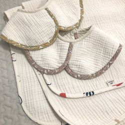 Atelier Brunetteパイピング　丸衿デザイン　ふっくらもっちりコットン6重ガーゼスタイ 出産祝い 7枚目の画像
