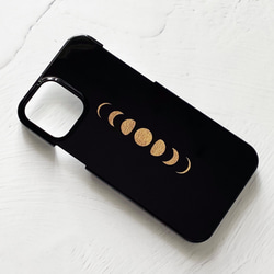 名入れ可能・月の満ち欠け GOLD MOON iPhoneケース（BALCKカラー） ハードケース スマホケース 12枚目の画像
