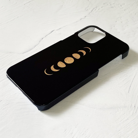 名入れ可能・月の満ち欠け GOLD MOON iPhoneケース（BALCKカラー） ハードケース スマホケース 11枚目の画像