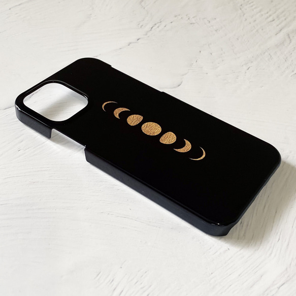 名入れ可能・月の満ち欠け GOLD MOON iPhoneケース（BALCKカラー） ハードケース スマホケース 10枚目の画像