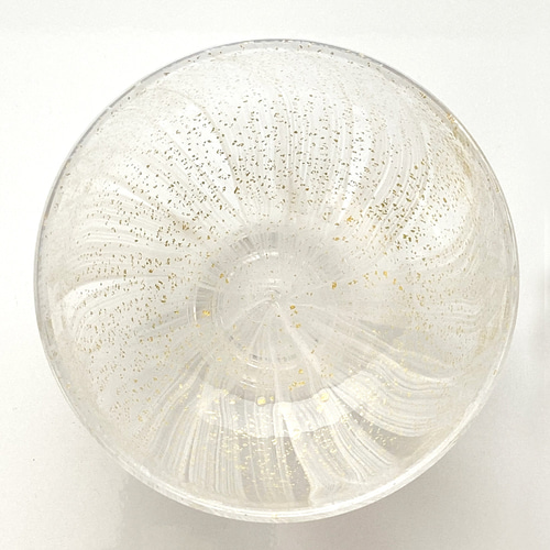 人気】ガラス抹茶碗（抹茶茶碗・金箔色流し・白）お湯使用可