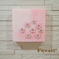 【15×15cm】軽量ファブリックパネル_桜（木製パーツ）5 1枚目の画像