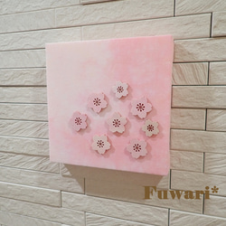 【15×15cm】軽量ファブリックパネル_桜（木製パーツ）5 3枚目の画像