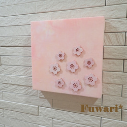 【15×15cm】軽量ファブリックパネル_桜（木製パーツ）6 3枚目の画像