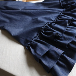 ⁑ラスト１　秋装いＳＡＬＥ　８６cm　大人甘めのふりフリル スカート　甘織デニム 裾フリル ペチコート K91 3枚目の画像
