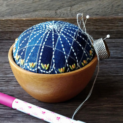 刺し子器の針山 ピンクション 藍染め布 お裁縫道具 その他インテリア