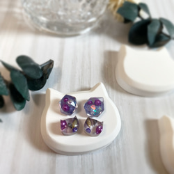 紫陽花　猫　Cats&Jewel スタッドピアス/ノンホールピアス 1枚目の画像