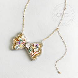 【1点品】14KGF/EMBROIDERY: 'BOW TIE' Necklace _01　-刺繍ﾈｯｸﾚｽ 15枚目の画像