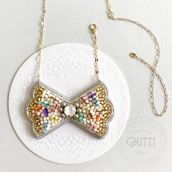 【1点品】14KGF/EMBROIDERY: 'BOW TIE' Necklace _01　-刺繍ﾈｯｸﾚｽ 14枚目の画像