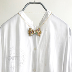 【1点品】14KGF/EMBROIDERY: 'BOW TIE' Necklace _01　-刺繍ﾈｯｸﾚｽ 9枚目の画像