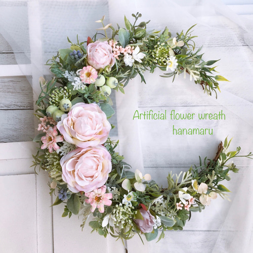 お月さまリース22cm《アーティフィシャルフラワー》 リース 花maru  