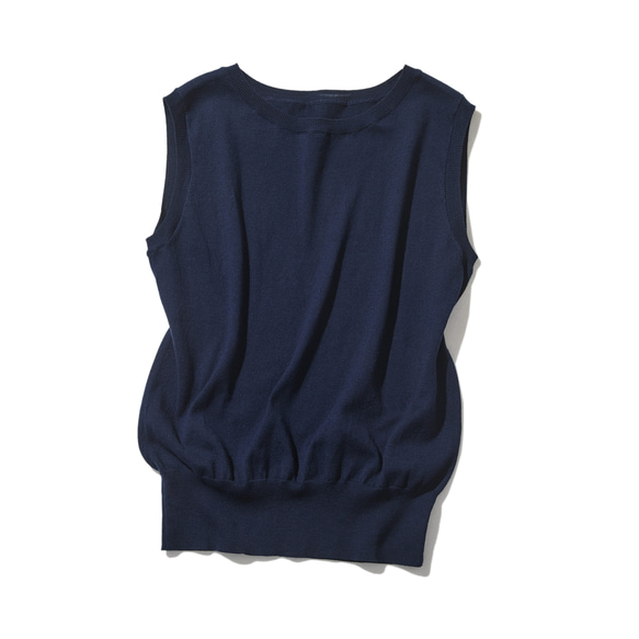 「才華洋溢」的無袖針織上衣，為成年人的日常生活增添色彩 100% 純棉，海軍藍 220505-9。 第1張的照片