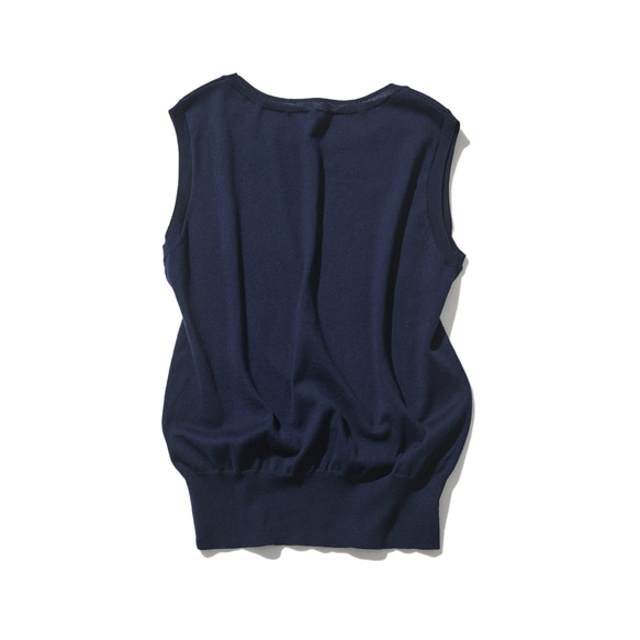 「才華洋溢」的無袖針織上衣，為成年人的日常生活增添色彩 100% 純棉，海軍藍 220505-9。 第7張的照片