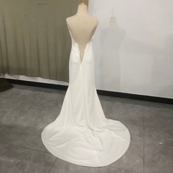 大人気上昇 ウエディングドレス 高級イタリアサテン トレーン キャミソール 二次会 2枚目の画像