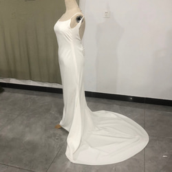 大人気上昇 ウエディングドレス 高級イタリアサテン トレーン キャミソール 二次会 3枚目の画像