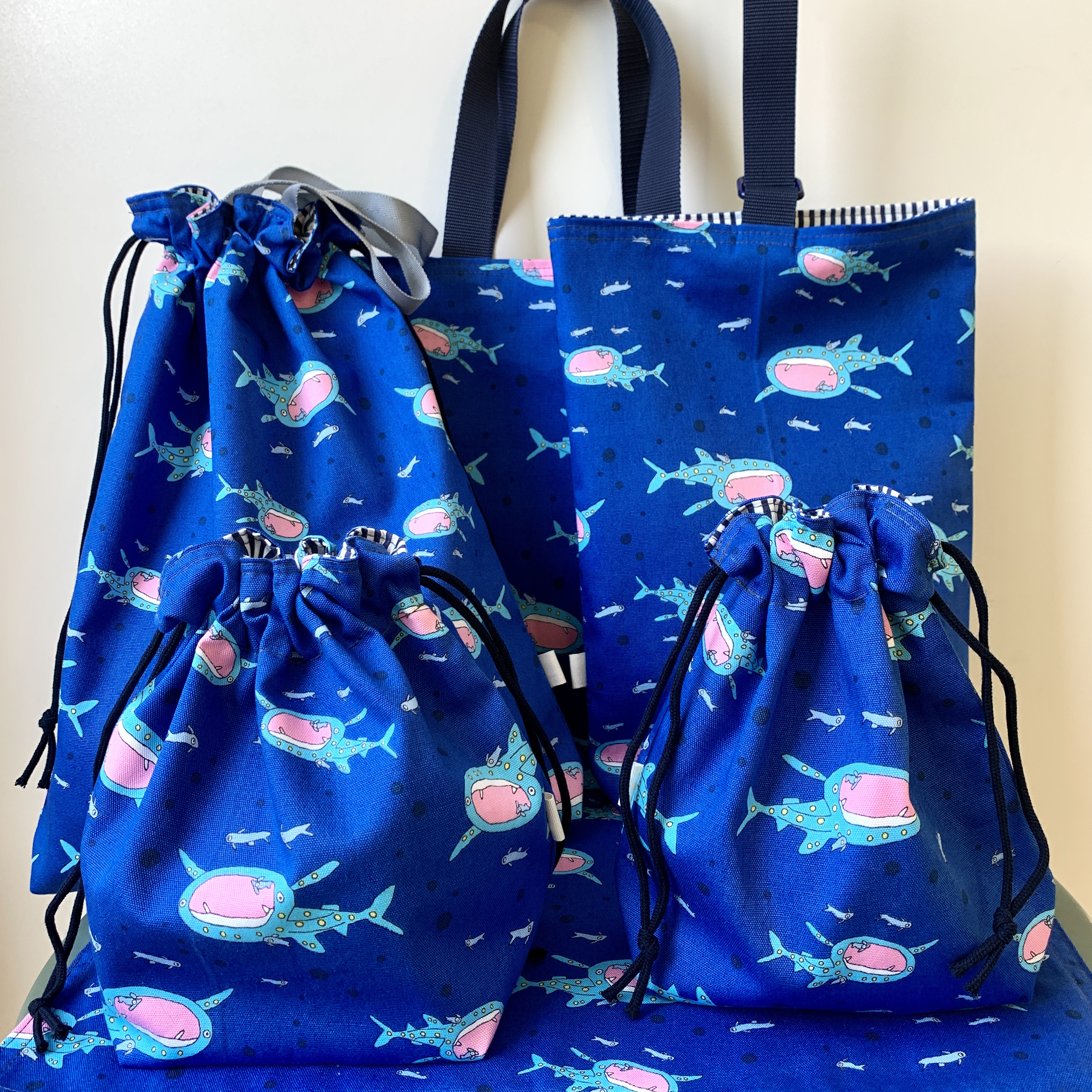 [送料無料］-6点セット★ 入園入学-レッスンバッグ・シューズバッグ・体操着袋・お弁当袋・コップ袋・ランチョンマット★