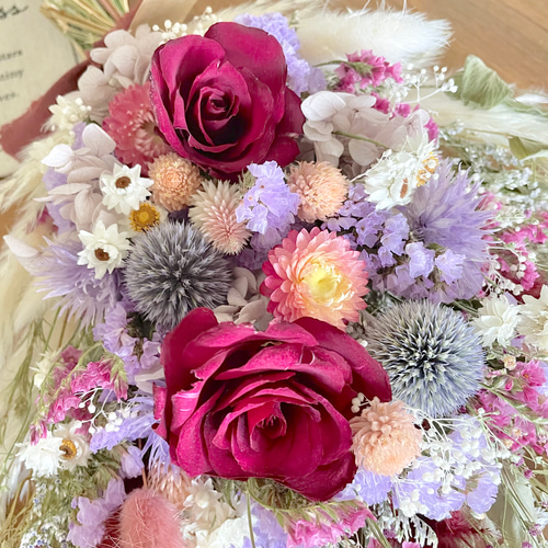 ♡~*:＊大人ボルドー&パープル＊:*~♡スワッグブーケ☆ドライフラワー  