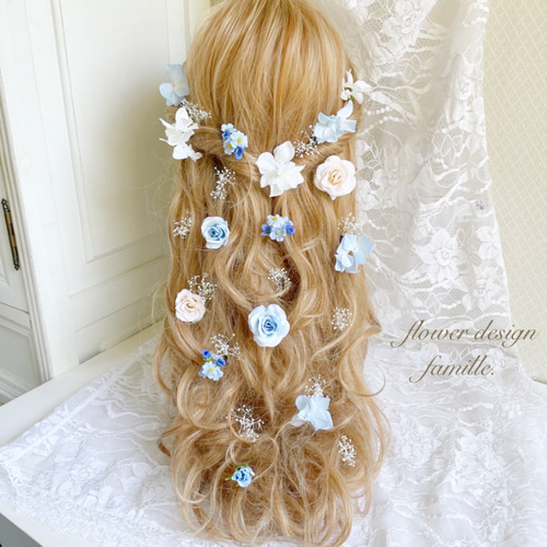 107.エルサ・シンデレラカラー小花のヘッドドレス•プリンセス