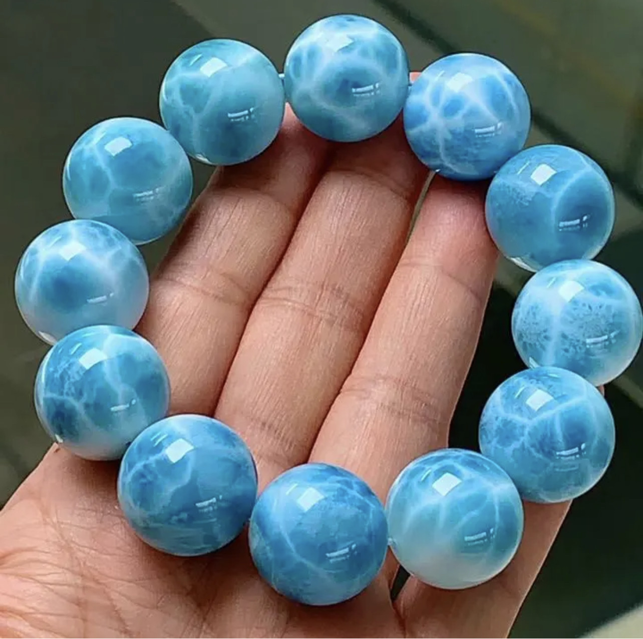 天然無処理　ラリマー ブレスレット 大玉20mm ②