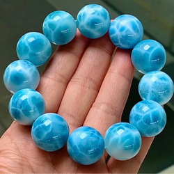 天然無処理 ラリマー ブレスレット 13.8mm-57.9g 天然ラリマー