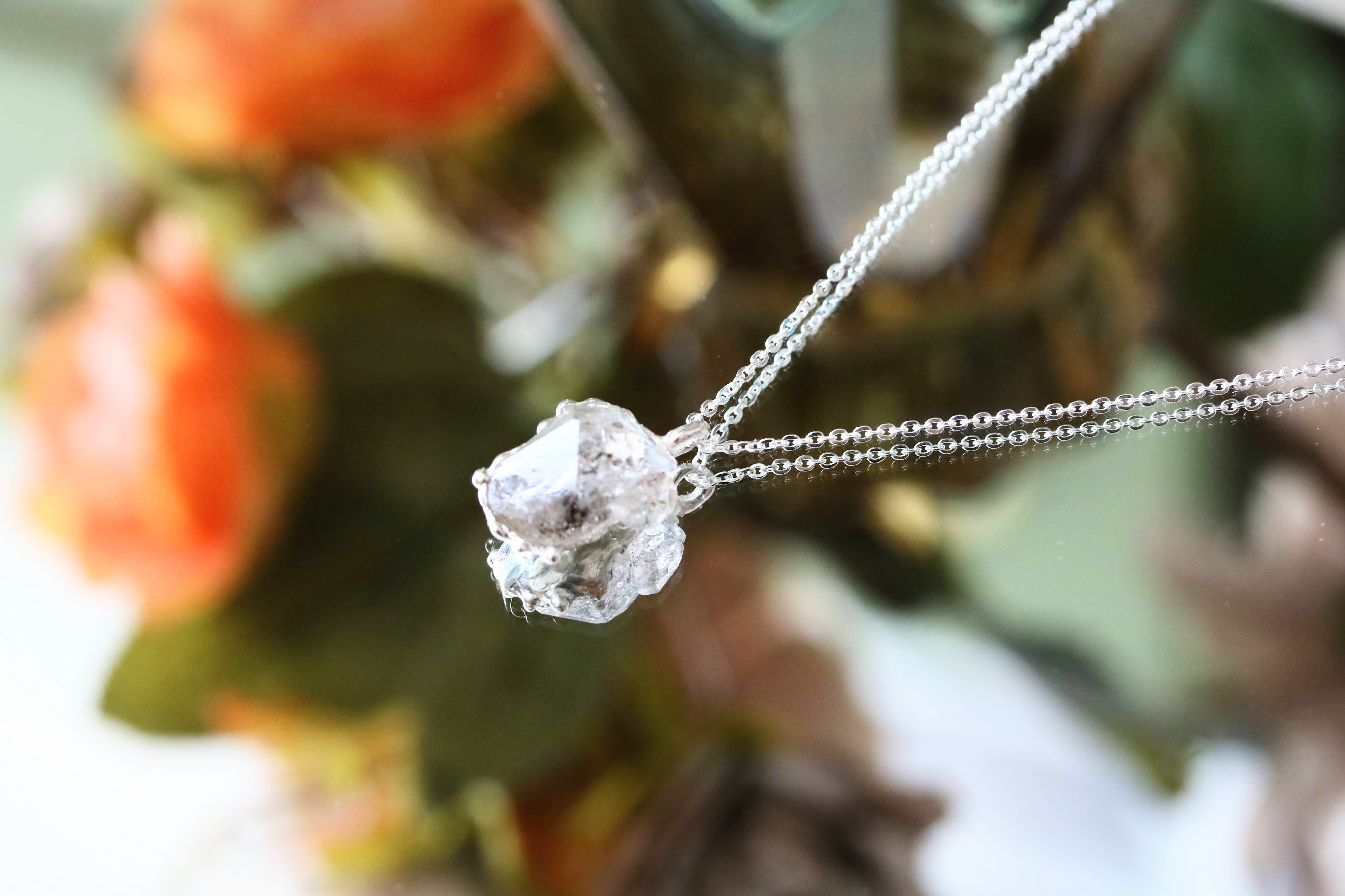Herkimer Diamond Mother and Child Necklace
