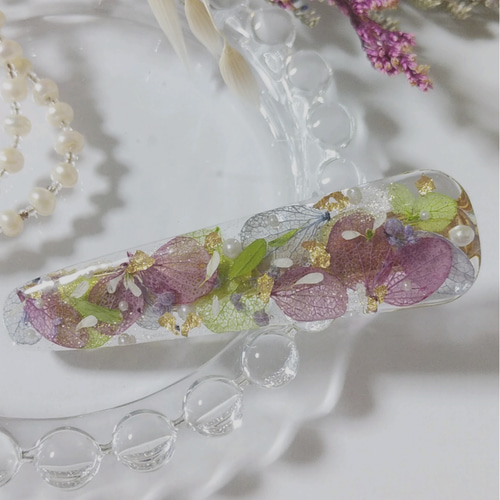 紫陽花 ヘアクリップ ヘアアクセサリー レジン プリザーブドフラワー