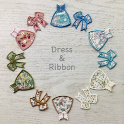 リバティドレス リバティリボン アップリケ刺繍 アイロン