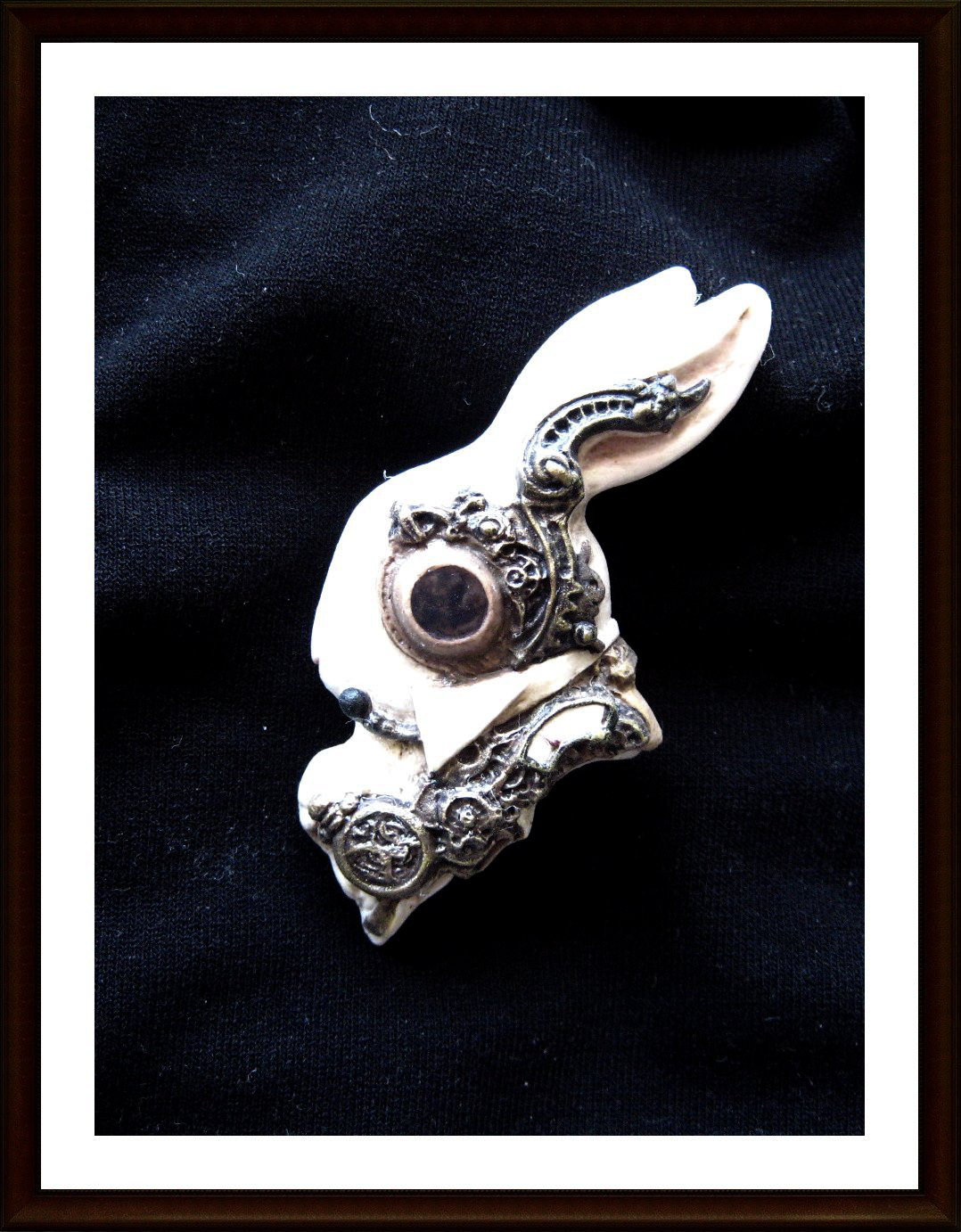 ~不思議の国の蒸気部屋~  遅刻ウサギ　立体画　ブローチ仕様　不思議の国のアリス　スチームパンク　ゴーグル