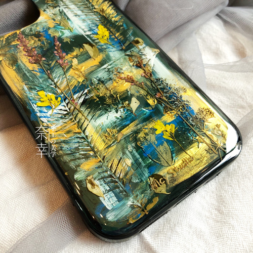 手書き 油絵 アート ペイント ボタニカル オリジナルスマホケース 