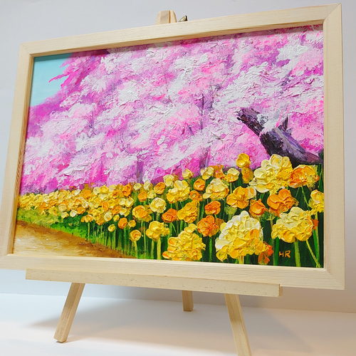 油絵 油彩 油彩画 絵 絵画　【黄色い菜の花畑の一本木】 油絵 油彩 油彩画 絵 絵画 【黄色い菜の花畑の一本木