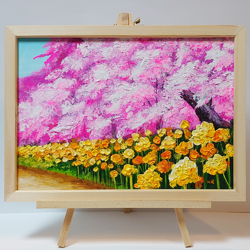 手書き油絵 菜の花畑 絵画 インテリア 油彩画 手描き油絵 菜の花畑 絵画 インテリア 油彩画 絵画