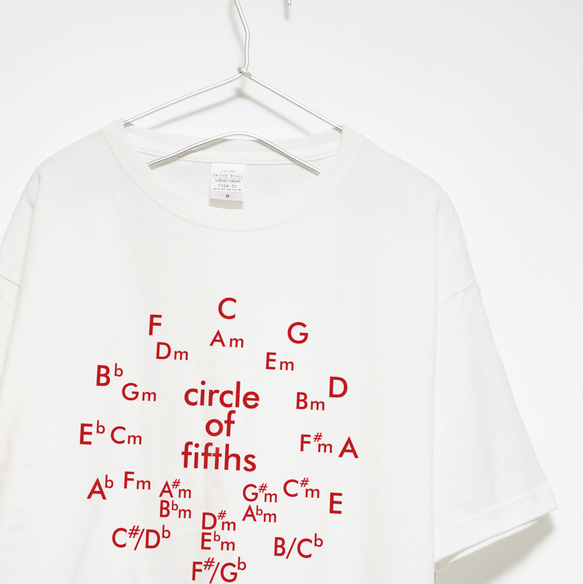 音楽理論系Ｔシャツ サークル・オブ・フィフス　ビックシルエットTシャツ  【ホワイト】程よい厚さ生地の半袖クルーネック 3枚目の画像